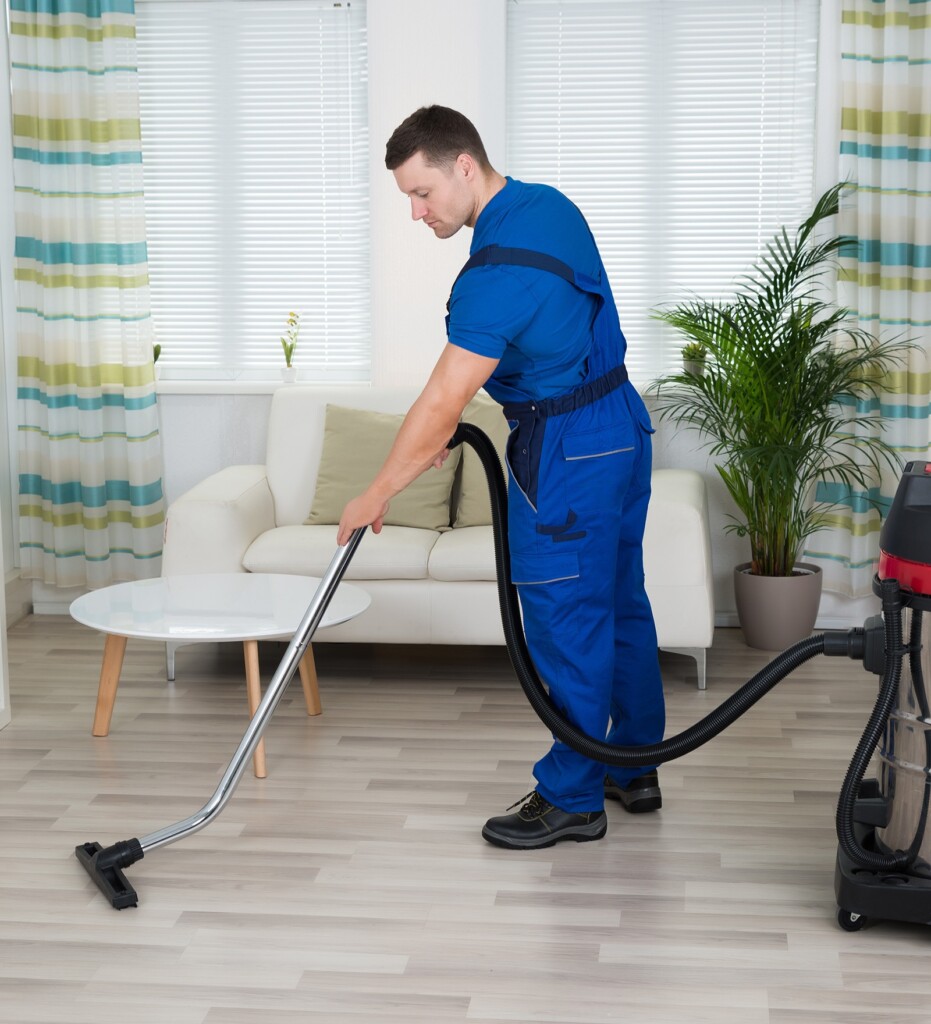 male staff deep cleaning